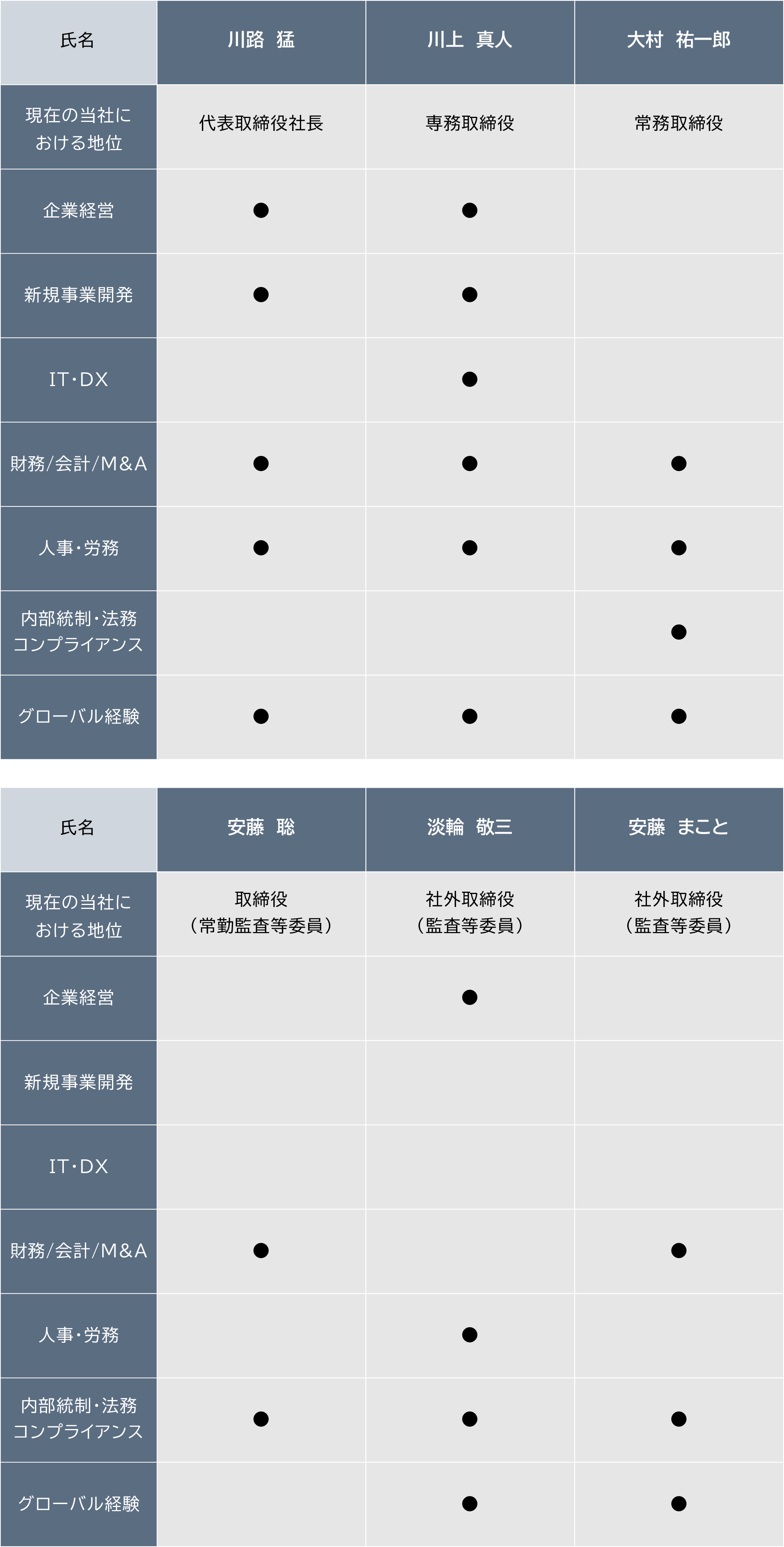 スキルマトリックス一覧
